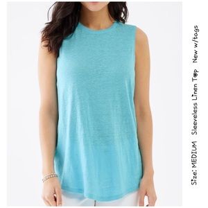 J. Jill Linen Blend Tank MEDIUM NWT Island Blue